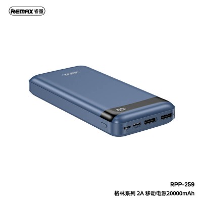 УМБ REMAX Green Series Digital Display Power Bank 20000mAh RPP-259 |2USB/1Type-C, 2A|
