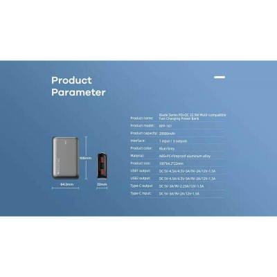 УМБ REMAX Blade Series Fast Charging Power Bank 20000mAh RPP-161 |2USB/1Type-C, 22.5W/3A, QC/PD|