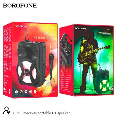 Акустика-караоке Borofone DR01 TWS |BT5.0, AUX/FM/TF/USB, 10W|