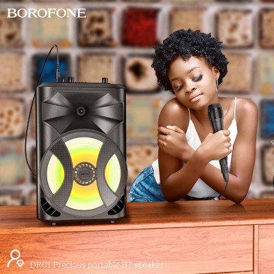 Акустика-караоке Borofone DR01 TWS |BT5.0, AUX/FM/TF/USB, 10W|