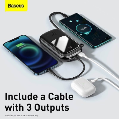 УМБ BASEUS Qpow Digital Display Quick Charging Power Bank (With Type - C Cable) 20000mAh |USB/Type-C/Lightning, 22.5W/5A, PD/QC| (PPQD-I02)