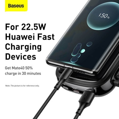 УМБ BASEUS Qpow Digital Display Quick Charging Power Bank (With Type - C Cable) 20000mAh |USB/Type-C/Lightning, 22.5W/5A, PD/QC| (PPQD-I02)