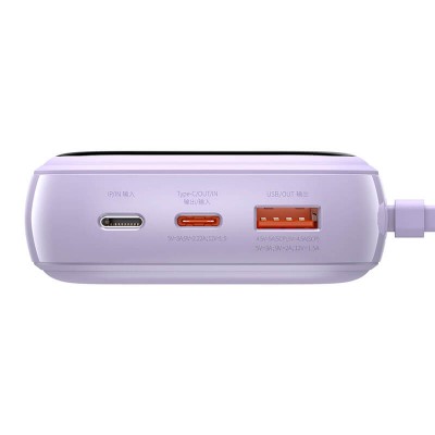 УМБ BASEUS Qpow Digital Display Quick Charging Power Bank (With Type - C Cable) 20000mAh |USB/Type-C/Lightning, 22.5W/5A, PD/QC| (PPQD-I02)
