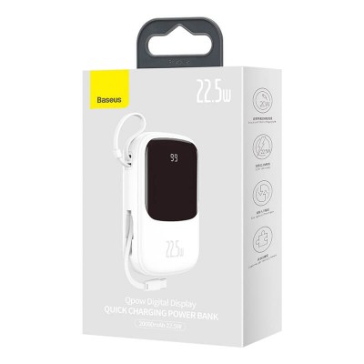 УМБ BASEUS Qpow Digital Display Quick Charging Power Bank (With Type - C Cable) 20000mAh |USB/Type-C/Lightning, 22.5W/5A, PD/QC| (PPQD-I02)