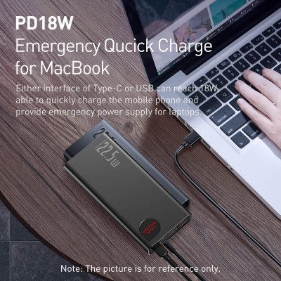 УМБ BASEUS Adaman Metal Digital Display 20000mAh |2USB/Type-C/Lightning, 22.5W/5A, PD/QC| (PPAD000101)