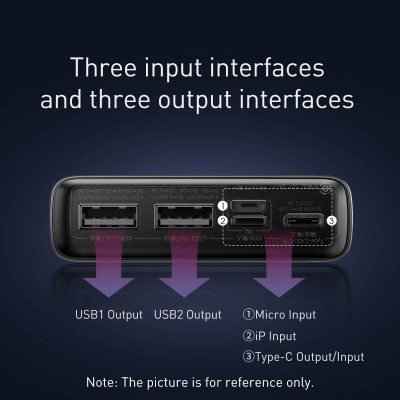 УМБ BASEUS Adaman Metal Digital Display 20000mAh |2USB/Type-C/Lightning, 22.5W/5A, PD/QC| (PPAD000101)