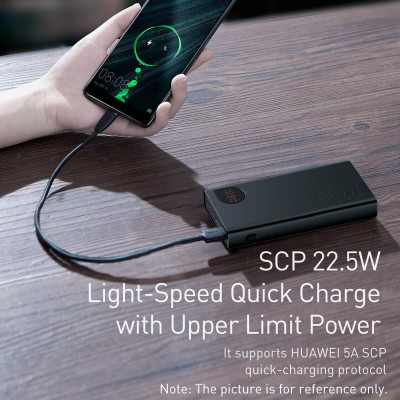 УМБ BASEUS Adaman Metal Digital Display 20000mAh |2USB/Type-C/Lightning, 22.5W/5A, PD/QC| (PPAD000101)