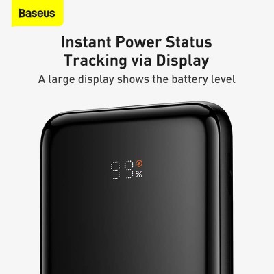 УМБ BASEUS Elf Digital Display Fast Charge 10000mAh |1Type-C, 22.5W/5A, PD/QC, Lightning/Type-C Cable| (PPJL010002)