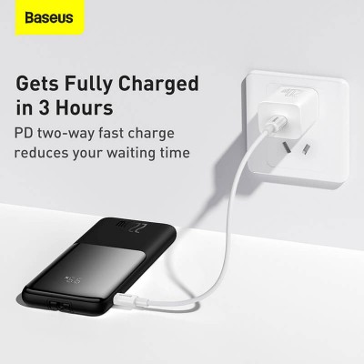 УМБ BASEUS Elf Digital Display Fast Charge 10000mAh |1Type-C, 22.5W/5A, PD/QC, Lightning/Type-C Cable| (PPJL010002)
