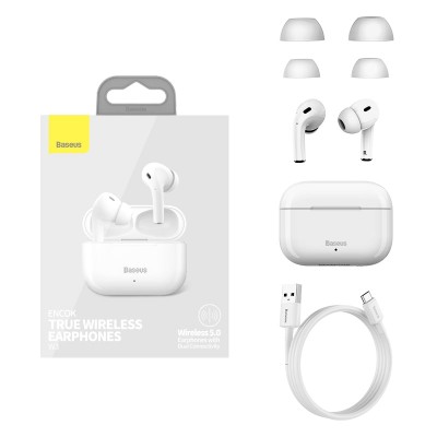 Навушники Bluetooth BASEUS Encok True Wireless Earphones W3 |37/200mAh, 4/18Hours| (NGW3-02)