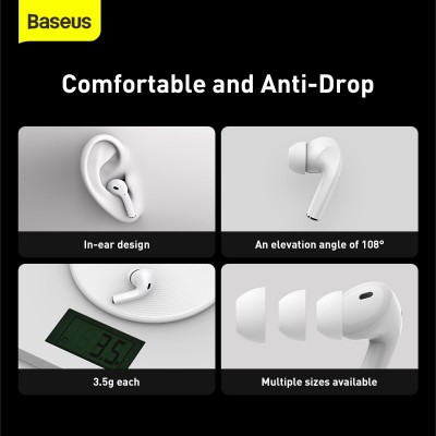Навушники Bluetooth BASEUS Encok True Wireless Earphones W3 |37/200mAh, 4/18Hours| (NGW3-02)