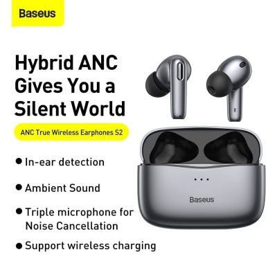 Навушники Bluetooth BASEUS SIMU ANC True Wireless Earphones S2 |42/480mAh, 6/24Hours| (NGS2-02)