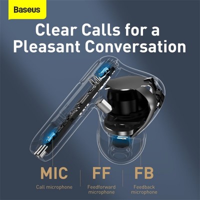 Навушники Bluetooth BASEUS SIMU ANC True Wireless Earphones S2 |42/480mAh, 6/24Hours| (NGS2-02)
