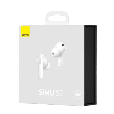 Навушники Bluetooth BASEUS SIMU ANC True Wireless Earphones S2 |42/480mAh, 6/24Hours| (NGS2-02)