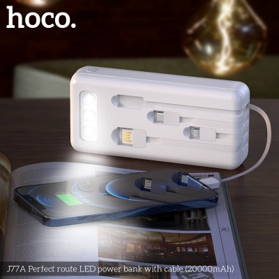 УМБ HOCO Perfect route LED power bank with cable 20000mAh J77A 2USB/Lightning / Type-C, 2A|