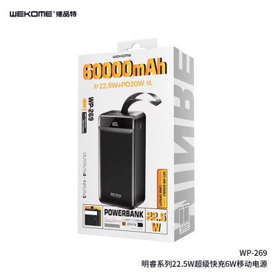 УМБ WK Minre Digital Display Power Bank WP-269 60000mAh |3USB/Type-C/Lightning, QC/PD, 20W/5A|