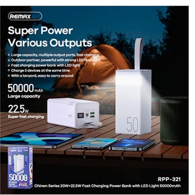 УМБ REMAX Chinen Series RPP-321 50000mAh |2USB/Type-C, PD/QC, 20W/3A|
