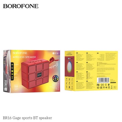 Акустика BOROFONE LED Gage sports BT BR16 |BT5.1, TWS AUX, FM, TF, USB, 4hours|