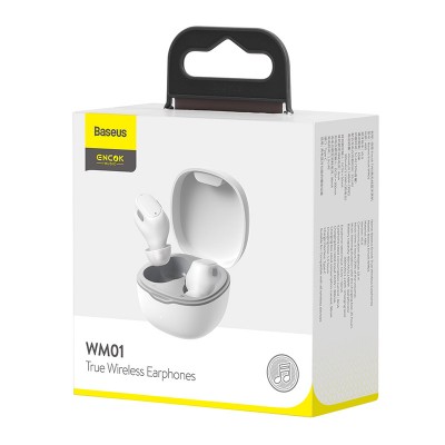 Навушники BLUETOOTH BASEUS Encok True Wireless Earphones WM01 |5Hours, BT5.0, 40mAh/300mAh| (NGWM01-04)