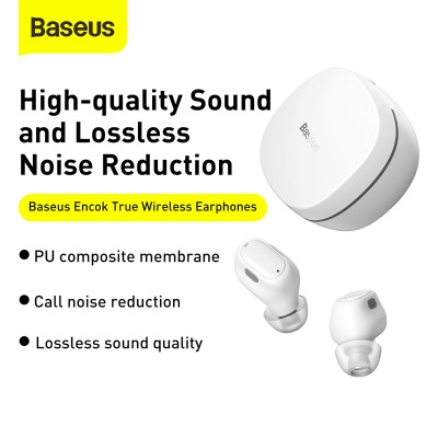 Навушники BLUETOOTH BASEUS Encok True Wireless Earphones WM01 |5Hours, BT5.0, 40mAh/300mAh| (NGWM01-04)