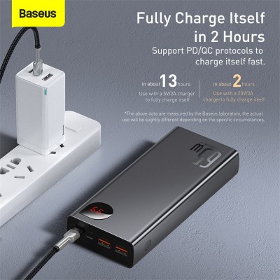 УМБ BASEUS Adaman Metal Digital Display Quick Charge Power Bank 20000mAh |2USB/1Type-C, 6A, 65W| (PPIMDA-D03)