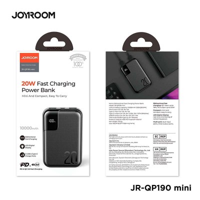 УМБ JOYROOM XINGCHI JR-QP190 mini 10000mAh |2USB/1Type-C, 20W/3A, PD/QC|