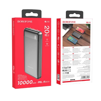 УМБ BOROFONE Incredible BJ19 10000mAh |1USB/1Type-C, PD/QC, 20W/3A|
