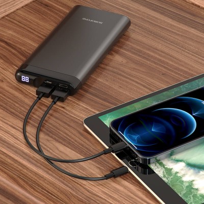УМБ BOROFONE Golden Armor metal digital display power bank BJ10 10000mAh |2USB/1Type-C, 2.4A|