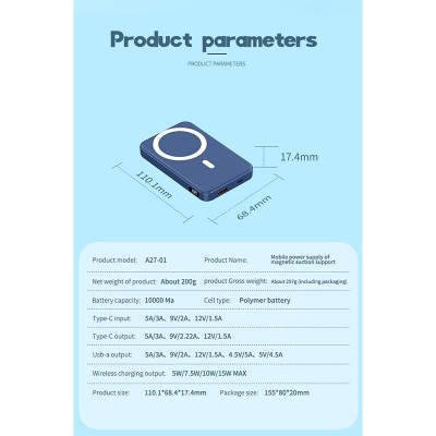 УМБ 2in1 MagSafe Power Bank with stand 10000mah A27-1 |Qi, 1Type-C, 20.0W|