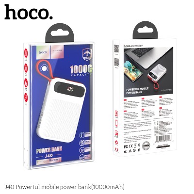 УМБ HOCO with digital display Micro Cable Powerful J40 10000mah |1USB/1Type-C, 2A|