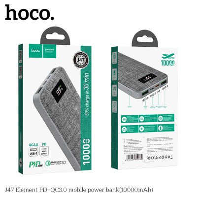 УМБ HOCO with digital display Element J47 10000mah |2USB/Type-C, QC3.0/PD, 3A|