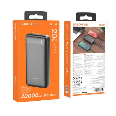 УМБ BOROFONE Incredible power bank BJ19A 20000mAh |1USB/1Type-C, 20W/3A, PD/QC|