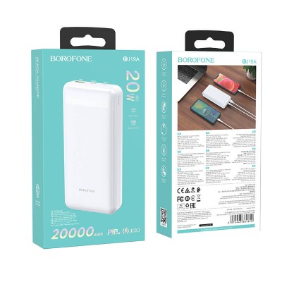 УМБ BOROFONE Incredible power bank BJ19A 20000mAh |1USB/1Type-C, 20W/3A, PD/QC|