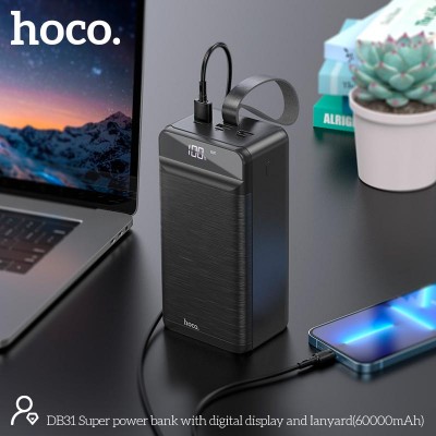 УМБ Hoco Super power bank with digital display and lanyard DB31 60000mAh |3USB/Type-C/Lightning, 2.1A|