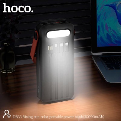 УМБ HOCO Rising sun solar portable power bank 30000mAh DB33 |4USB/Type-C/Lightning, 2A|