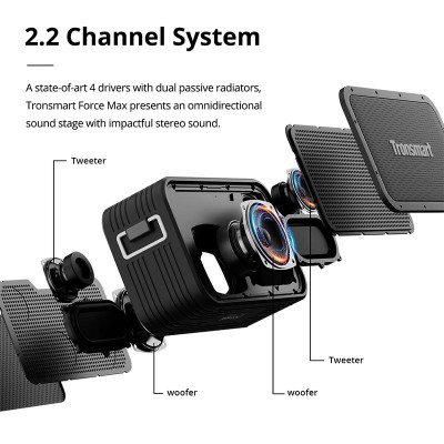 Акустика Tronsmart Force Max IPX6 |BT5.0, AUX/USB/TF 80W, TWS, EQ, 13h Max|
