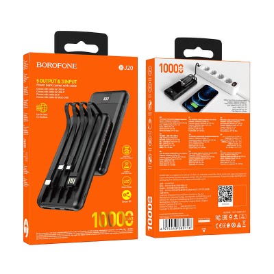 УМБ BOROFONE Mobile power bank with digital display and cable BJ20 10000mAh |2USB/Type-C, 2A|