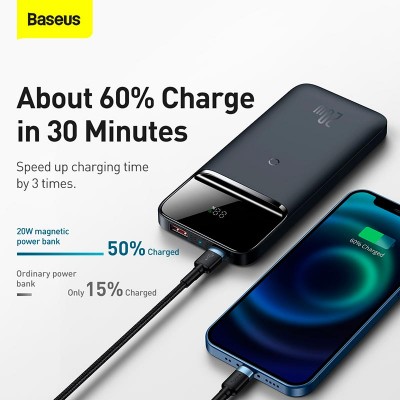 УМБ BASEUS Magnetic Wireless Charging Fast Power Bank 10000mAh |1USB/1Type-C, 3A, 20W| (PPCX010202)