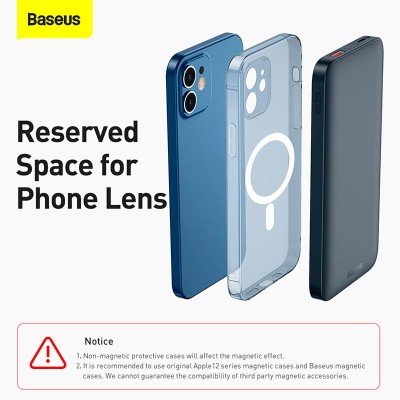 УМБ BASEUS Magnetic Wireless Charging Fast Power Bank 10000mAh |1USB/1Type-C, 3A, 20W| (PPCX010202)