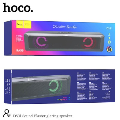 Акустика HOCO Sound Blaster glaring speaker RGB DS31 |BT5.0, TF,  2x3W, 1Hour|