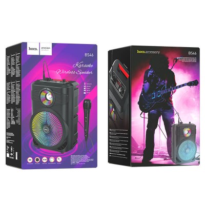 Акустика-караоке HOCO Mature outdoor BT speaker BS46 |10W, BT5.0, TWS, AUX, TF, USB, FM, 3Hours|
