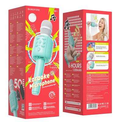 Караоке мікрофон BOROFONE Rhyme karaoke microphone BF1 |BT5.0, DSP, 3-6h, TF, USB|