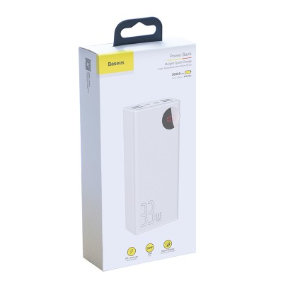 УМБ BASEUS Mulight Quick Charge digital display 30000mAh |4USB/Type-c/Lightning, PD/QC, 33W|