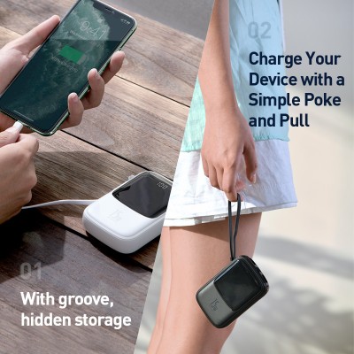 УМБ BASEUS with lightning cable Qpow Digital Display 10000mAh |2USB/Type-C/Lightning, 3A, 15W|