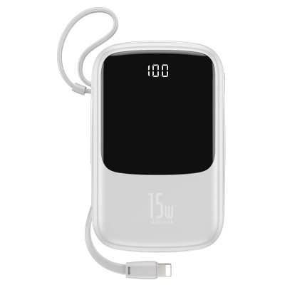 УМБ BASEUS with lightning cable Qpow Digital Display 10000mAh |2USB/Type-C/Lightning, 3A, 15W|