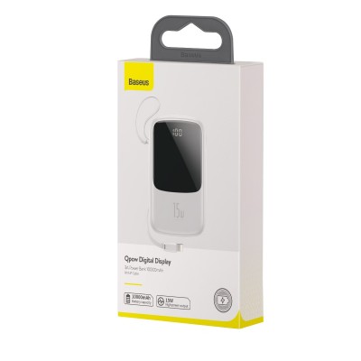 УМБ BASEUS with lightning cable Qpow Digital Display 10000mAh |2USB/Type-C/Lightning, 3A, 15W|