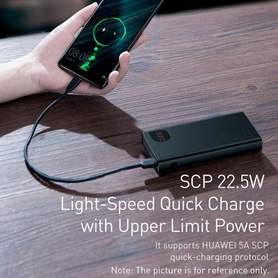 УМБ BASEUS Adaman Metal Digital Display Overseas 20000mAh |2USB/Type-C/Lightning, 22.5W/5A, PD/QC| (PPAD070101)