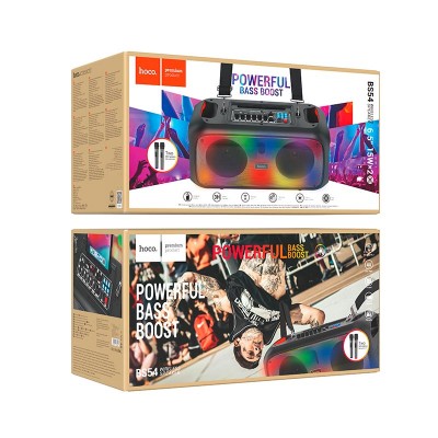 Акустика-караоке HOCO Party wireless dual mic outdoor BT speaker bs54 |BT5.1, 2Mic, 3H, AUX/FM/TF|