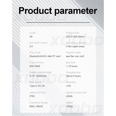 Акустика-караоке xdobo X9 IPX5 |BT5.0, 60W, DSP, 12h|