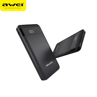 УМБ AWEI with LCD P63k 10000mah |2USB/Type-C/Lightning, QC3.0, 3A|